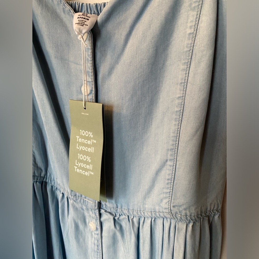 H&M Blue empire line dress, size Medium M, midi length “denim” - Picture 3 of 4